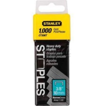 STANLEY Stanley CT306T Heavy-Duty Flat Narrow Crown Staples 3/8", 1,000 Pack CT306T